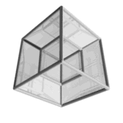 Representación en 3D de un Hipercubo. Desde luego estamos encerrados en un mundo en “3D” y por lo tanto no podemos comprenderlo. Pero básicamente es un cubo a través del tiempo.