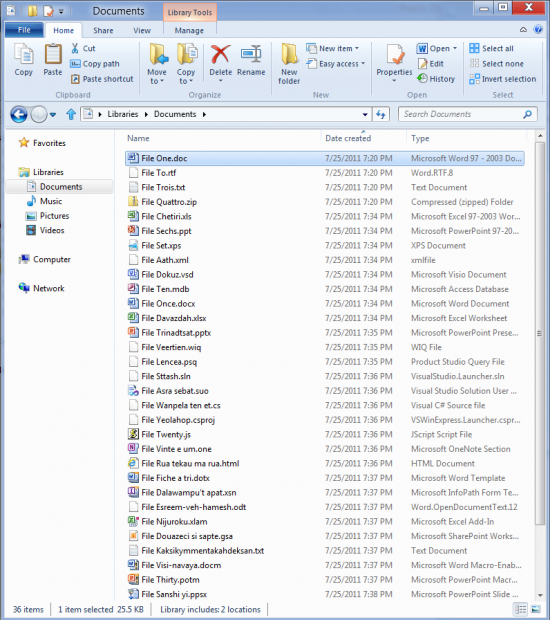 Explorador de archivos en Windows 8